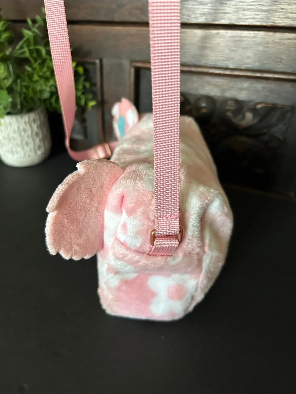 Kids Pink Plush Animal Crossbody Bag - Unbranded